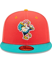Men's New Era Coral, Turquoise Gallos De Delmarva Copa La Diversion 59FIFTY Fitted Hat