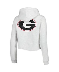 Women's League Collegiate Wear Ash Georgia Bulldogs 2-Hit 1636 Cropped Pullover Hoodie