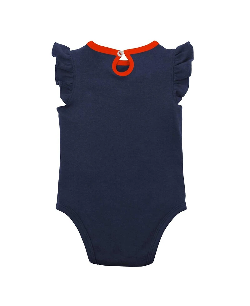 Newborn and Infant Boys Girls Navy, Heather Gray Detroit Tigers Little Fan Two-Pack Bodysuit Set