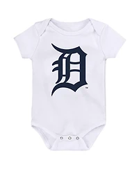 Newborn and Infant Boys Girls Orange, Navy, White Detroit Tigers Minor League Player Three-Pack Bodysuit Set
