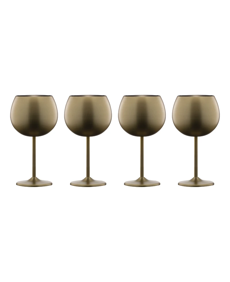 Cambridge 12 Oz Brushed Gold Stainless Steel Red Wine Glasses, Set of 4