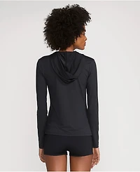 Lands' End Women's SunShade Upf 50 Long Sleeve Hooded Full Zip Rash Guard