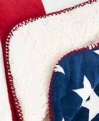 Saro Lifestyle Us Flag Design Sherpa Throw, 50" x 60"