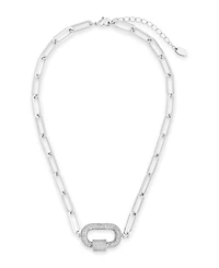 Sterling Forever Pave Cubic Zirconia Carabiner Linked Lock Necklace