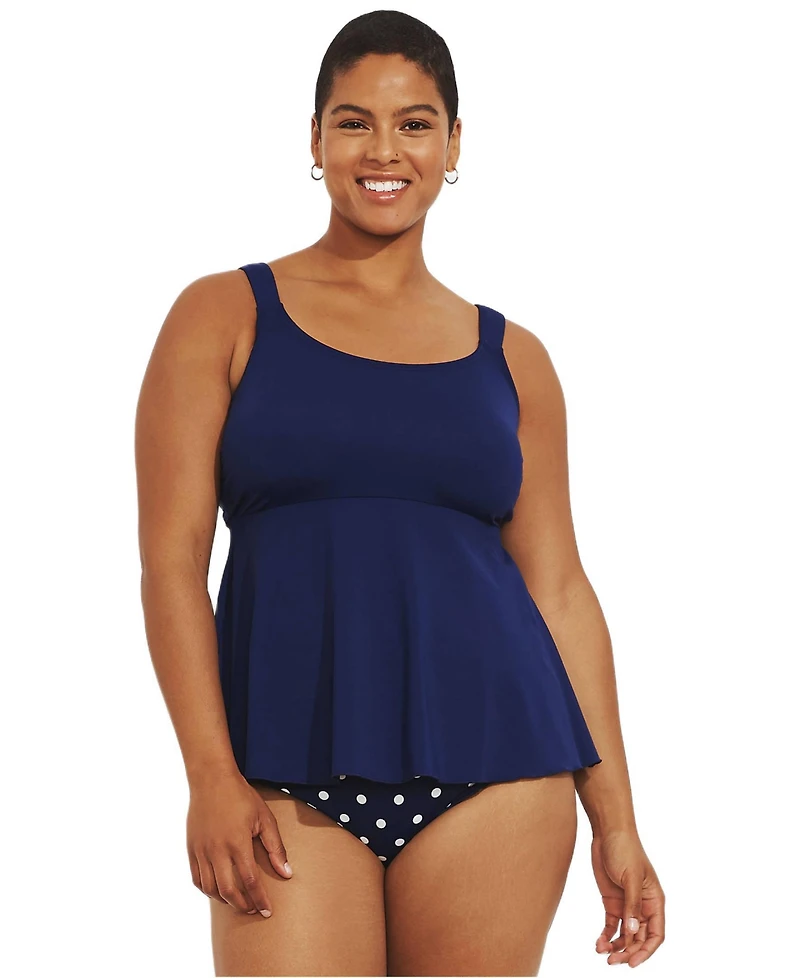 Lands' End Women's Plus Adjustable Scoop Neck Flutter Tankini Top