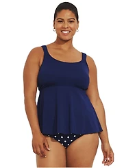 Lands' End Women's Plus Adjustable Scoop Neck Flutter Tankini Top