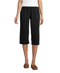Lands' End Petite Sport Knit High Rise Elastic Waist Pull On Capri Pants