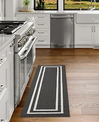 Jean Pierre Double Line Border Tufted - Machine Washable Runner Rug