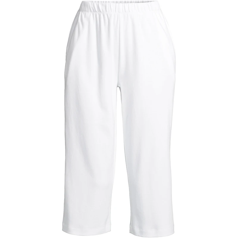 Lands' End Petite Sport Knit High Rise Elastic Waist Capri Pants