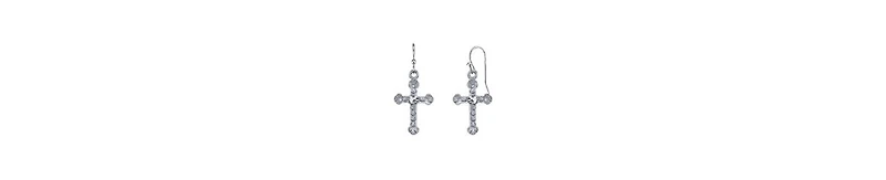 2028 Crystal Cross Drop Earrings
