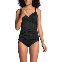 Lands' End Women's D-Cup V-Neck Wrap Underwire Tankini Swimsuit Top Adjustable Straps
