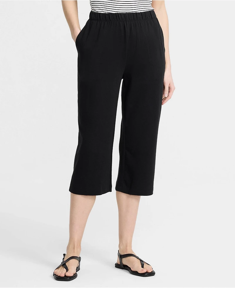 Lands' End Women's Sport Knit High Rise Elastic Waist Capri Pants