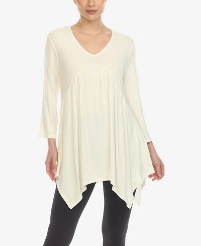 White Mark Women's Empire Waist Tunic Top