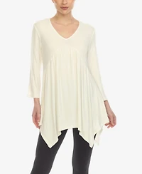 White Mark Women's Empire Waist Tunic Top