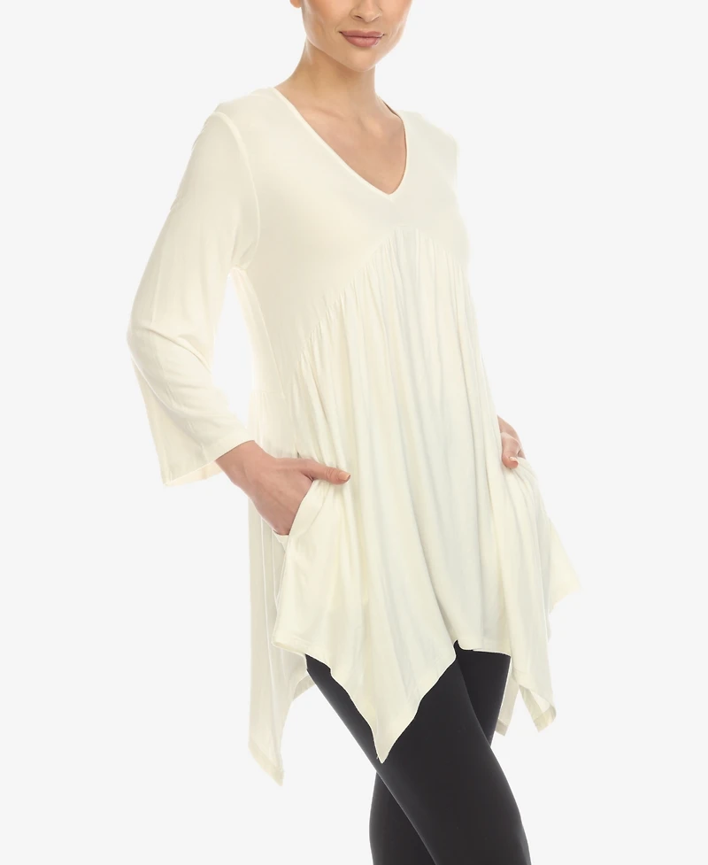 White Mark Women's Empire Waist Tunic Top