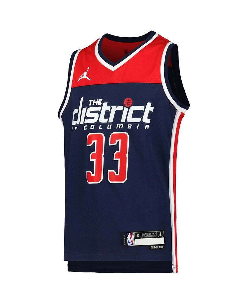 Big Boys and Girls Jordan Kyle Kuzma Navy Washington Wizards 2022/23 Swingman Jersey - Statement Edition