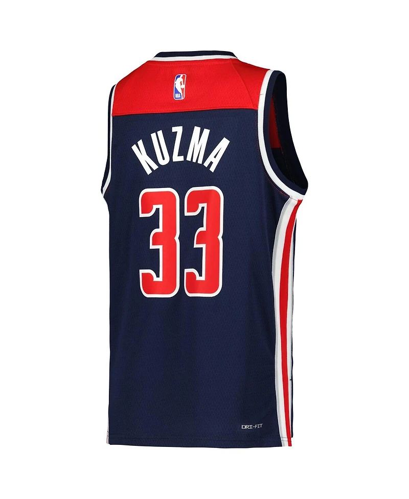 Big Boys and Girls Jordan Kyle Kuzma Navy Washington Wizards 2022/23 Swingman Jersey - Statement Edition