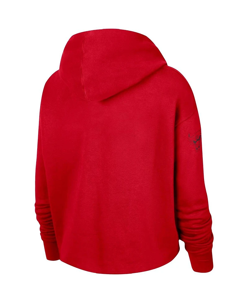 Women's Nike Red Chicago Bulls Split Flip Courtside Cropped Pullover Hoodie