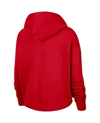 Women's Nike Red Chicago Bulls Split Flip Courtside Cropped Pullover Hoodie