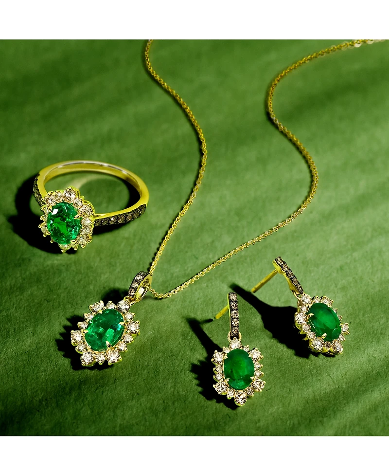 Le Vian Costa Smeralda Emeralds (7/8 ct. t.w.) & Diamond (1/2 ct. t.w.) Halo Adjustable 20" Pendant Necklace in 14k Gold