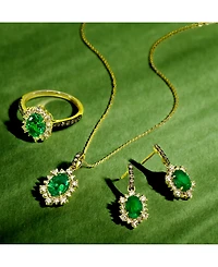 Le Vian Costa Smeralda Emeralds (7/8 ct. t.w.) & Diamond (1/2 ct. t.w.) Halo Adjustable 20" Pendant Necklace in 14k Gold