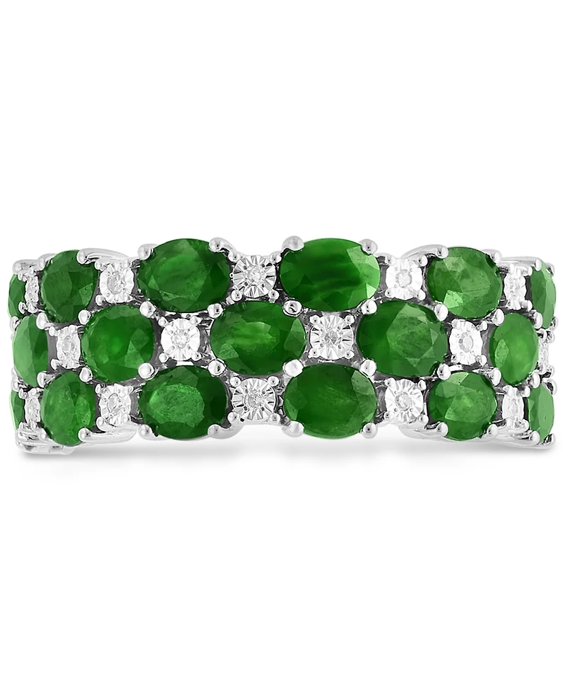 Effy Ruby & Diamond Cluster Ring in Sterling Silver (Also available in Emerald and Sapphire