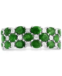 Effy Ruby & Diamond Cluster Ring in Sterling Silver (Also available in Emerald and Sapphire