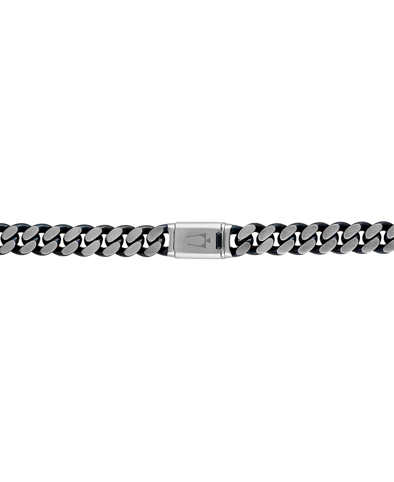 Bulova Men's Classic Curb Chain 24" Necklace in Blue-Plated Stainless Steel