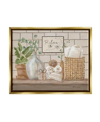 Stupell Industries Relax Uplifting Bathroom Scene Framed Floater Canvas Wall Art, 17" x 1.7" x 21"