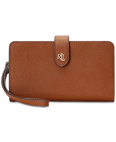 Lauren Ralph Crosshatch Leather Tech Wristlet