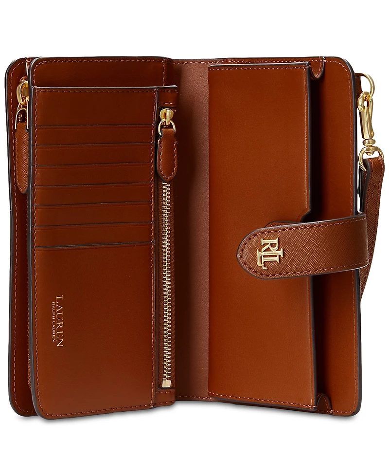 Lauren Ralph Crosshatch Leather Tech Wristlet