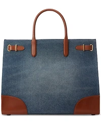 Lauren Ralph Lauren Devyn Denim with Leather Trim Extra-Large Tote Bag