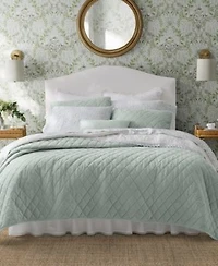 Laura Ashley Solid Velvet Diamond Stitch Quilt Sets