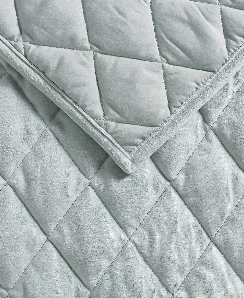 Laura Ashley Solid Velvet Diamond Stitch 4 Piece Quilt Set, King