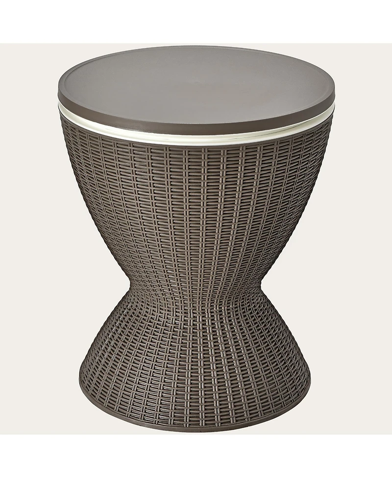 8 Gallon 3 in 1 Patio Rattan Cooler Bar Table Adjust Ice Bucket