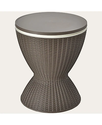 8 Gallon 3 in 1 Patio Rattan Cooler Bar Table Adjust Ice Bucket