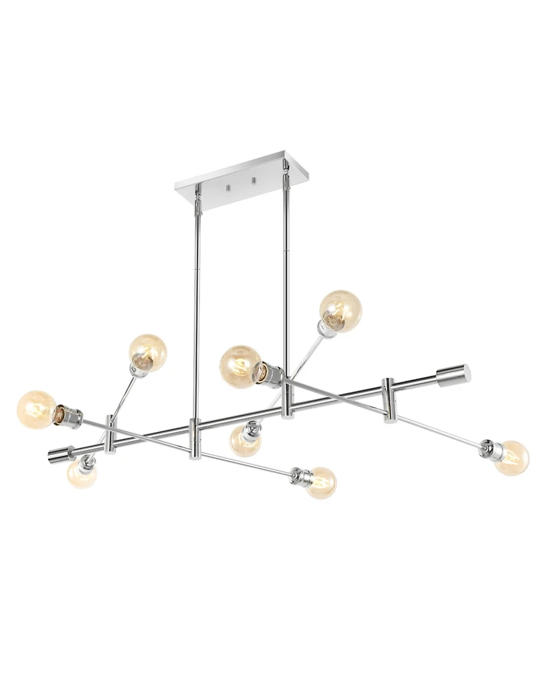 Ikon 63" 8-Light Mid-Century Modern Arm-Adjustable Iron Linear Led Pendant