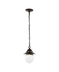 Manteo 8.25" 1-Light Farmhouse Industrial Iron, Glass Outdoor Led Pendant
