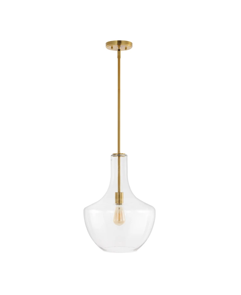 Watts 13.25" 1-Light Mid-Century Modern Iron, Glass Led Pendant