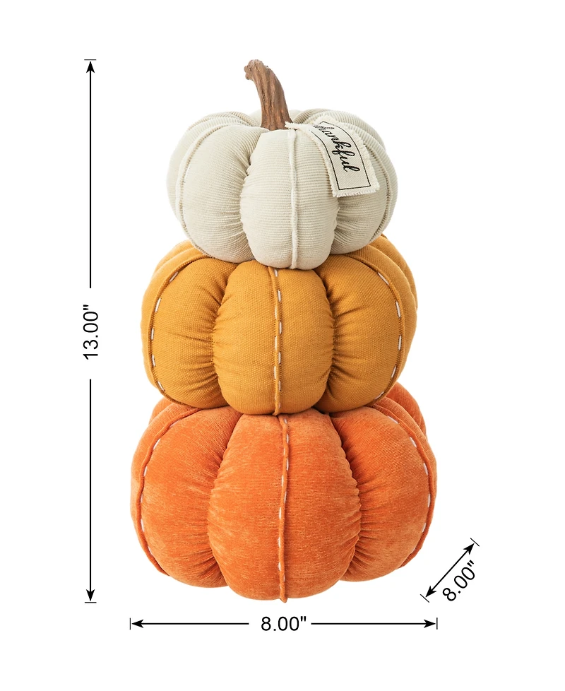 Glitzhome 13" H Fall Stacked Fabric Pumpkin