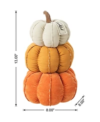Glitzhome 13" H Fall Stacked Fabric Pumpkin