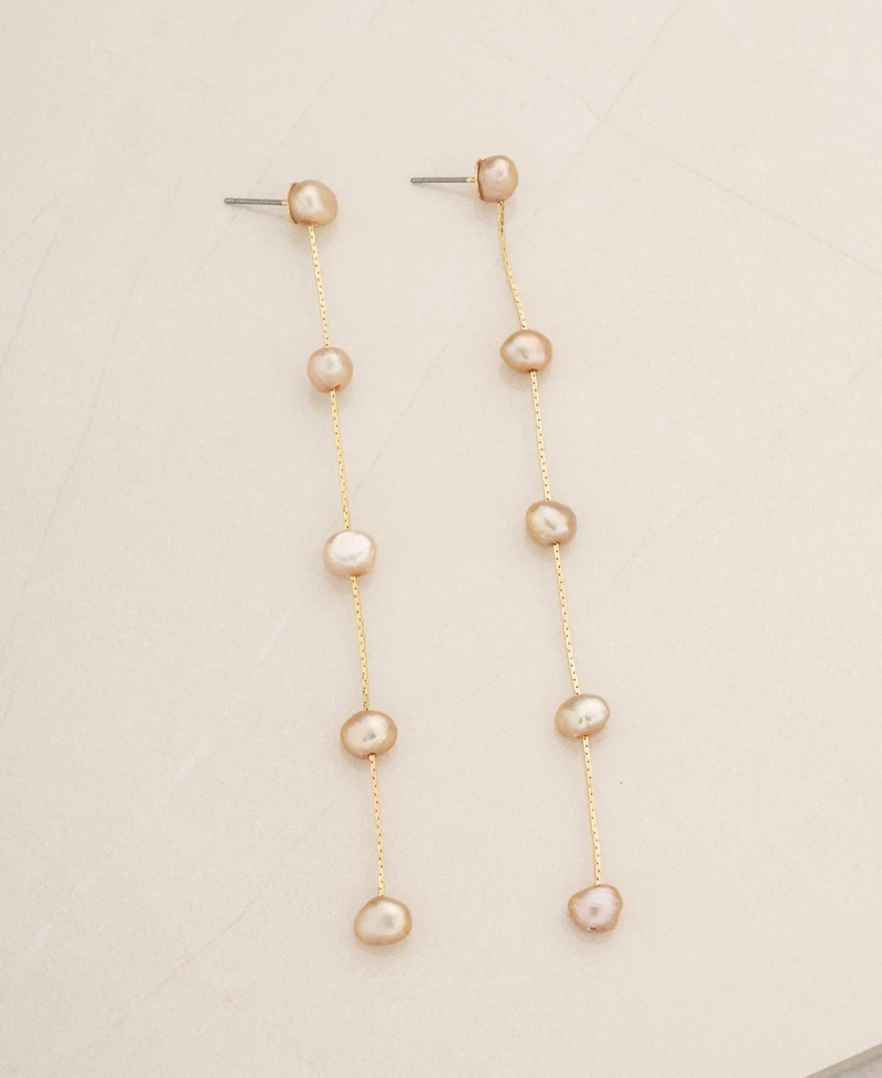 Ettika 18K Gold Plated Brass Dripping Freshwater Pearl Earrings