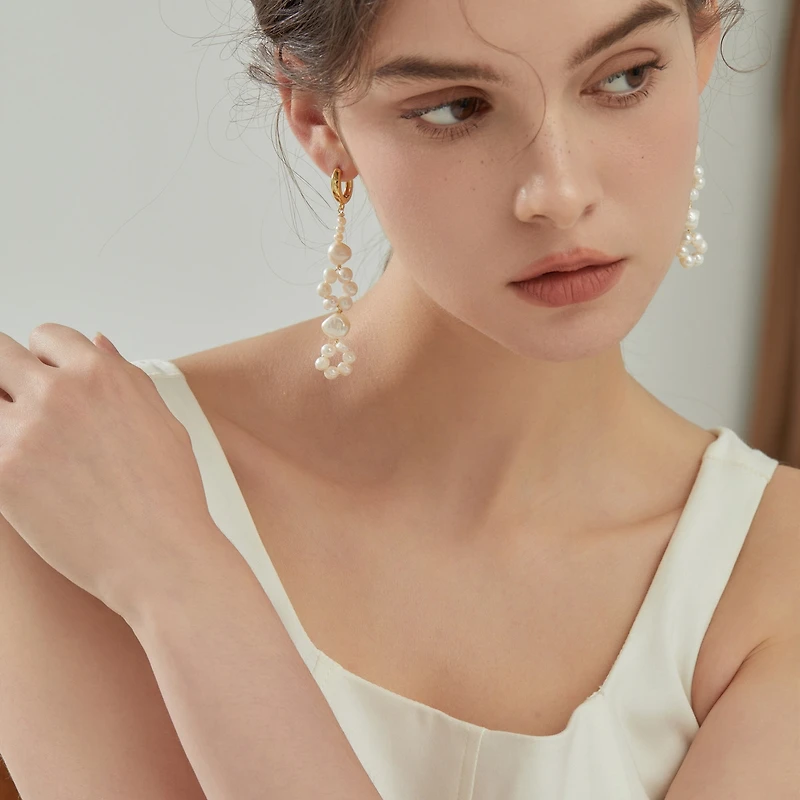 18K Gold Plated Freshwater Pearls - Veronica Earrings For Women