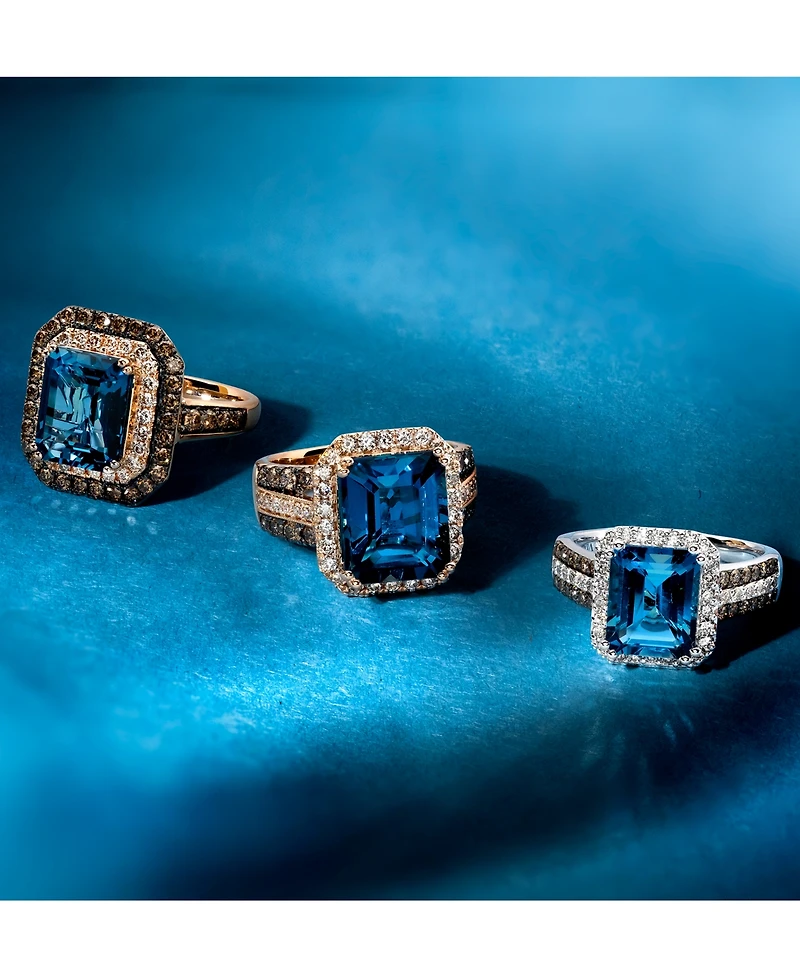 Le Vian Deep Sea Blue Topaz (5 ct. t.w.), Chocolate Diamonds (3/4 ct. t.w.) & Nude Diamonds (1/4 ct. t.w.) Ring set in 14k Rose Gold
