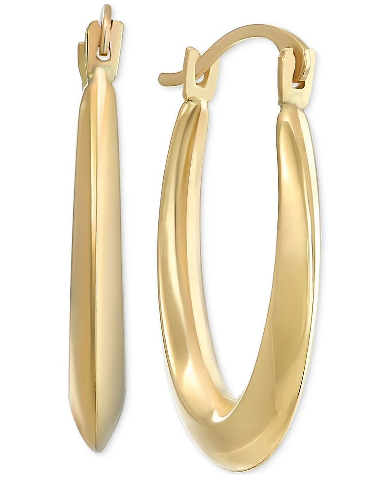 Oval Tapered Small Hoop Earrings in 10k Gold