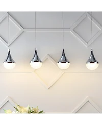 Elena Teardrop 47" 4-Light Modern Mid-Century Iron, Acrylic Integrated Linear Led Pendant