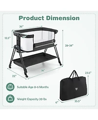 Costway Baby Bedside Sleeper Bassinet with Wheels & Storage Tray Folding Adjustable Crib