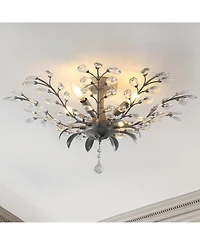 Elisana 26" 4-Light Contemporary Bohemian Iron, Acrylic Led Semi Flush Mount