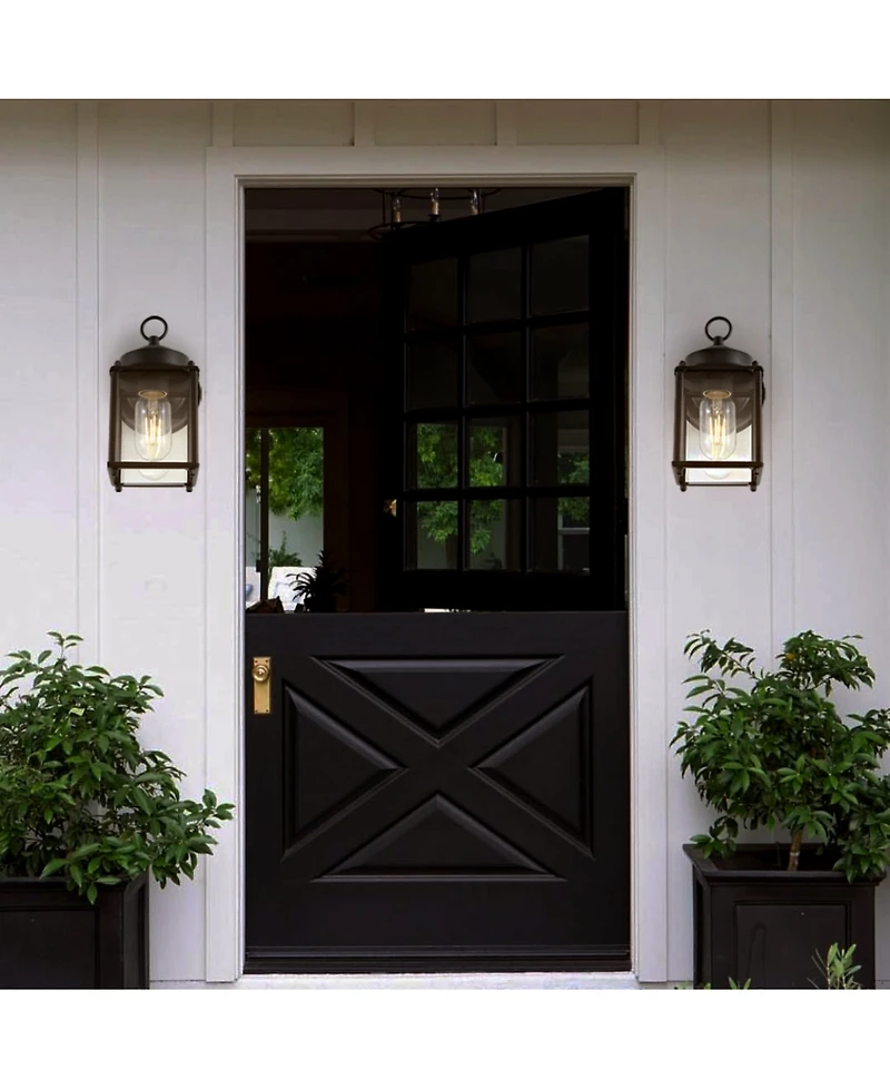 Boston 4.25" 1-Light Farmhouse Industrial Iron, Glass Outdoor Led Sconce, Set of 2