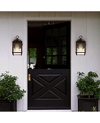 Boston 4.25" 1-Light Farmhouse Industrial Iron, Glass Outdoor Led Sconce, Set of 2